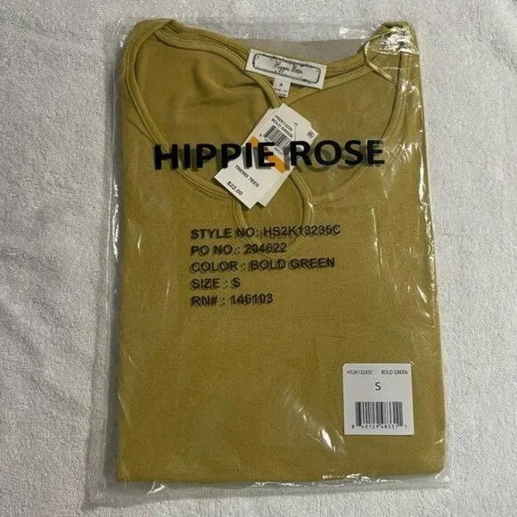 Hippie Rose Juniors' Criss-Cross T-Shirt - Bold Green, Size S, NWT - Picture 2 of 5